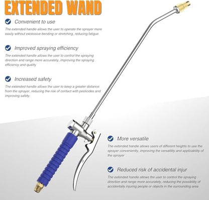 1 Gallon Hand Pump Sprayer, 304 Stainless Steel Garden Chemical Sprayer with Pressure Gauge, Adjustable Nozzle, 13" Sprayer Wand, 3.3ft Hose & Safety Valve