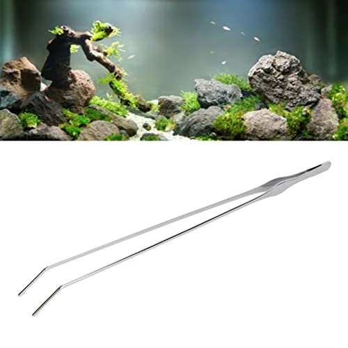 Aquarium Tweezers, 45cm Stainless Steel Feeding Tongs, Rust Long Handle for Reptile, Plant, and Deep Tank Use (Curved Tweezers) - size: Curved Tweezers