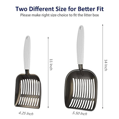 WePet Cat Litter Scoop, Non-Stick Plated Aluminum Alloy Sifter, Kitty Durable Metal Scooper, Deep Shovel, Long Handle, Kitten Pooper Lifter, Size Medium, Coated Black Body with Grey Handle - color: #05 Grey, size: Medium