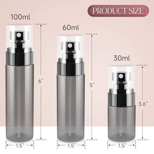 3Pack Small Spray Bottle, Black Plastic Fine Mist Mini Spray Bottles, Empty Refillable Travel Mister Spray Bottle for Hair, Cleaning, Salons, Planting, Skin Care - color: Black-3, size: 1OZ+2OZ+3.4OZ