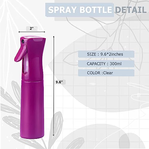 VIGOR PATH Continuous Spray Bottle for Hair – Fine Mist Mister for Hairstyling, Cleaning, Plants, Pets, Barbers, Salons, and Essential Oil Applications (300ml/10 oz) Light Purple - color: Light Purple - 10oz