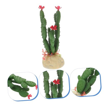 Artificial Plastic Cactus Aquarium Adornment Injection Molded Fish Tank Decor Vivid Simulation Plant for Reptile Habitat and Micro Landscape
