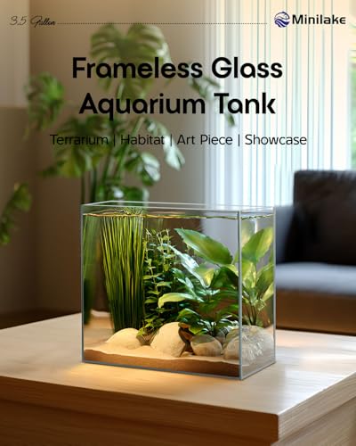 Glass Fish Tank, 3.5 Gallon Easy to Maintain Small Aquarium for Betta,Snails, Shrimp and Aquatic Planting. - color: Transparent