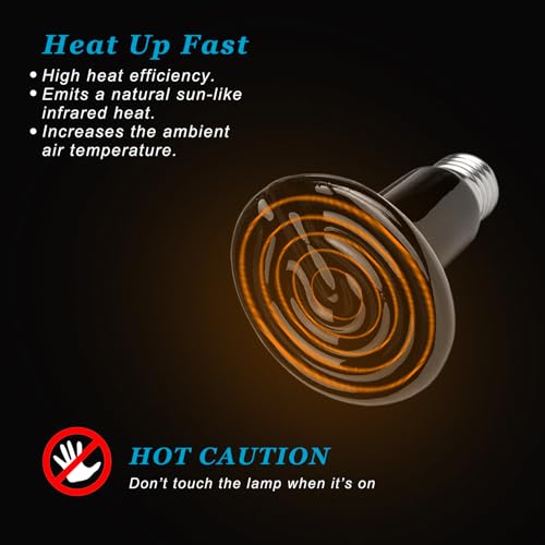 DOMICA 150W 2 Pack Reptile Heat Bulb, Beared Dragon Ceramic Heat Emitter, E26 No Light Night Use Heater Bulbs for Turtle, Lizard, Snake, Amphibians, Pet Brooder Coop Chicken (150W-Large Tank) - color: 150w-large Tank