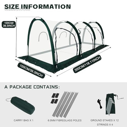 Portable Tunnel Greenhouse for Outdoors - Transparent Mini Greenhouses Ideal for Backyards and Outdoor Vegetable Cultivation (3M) - style: 3M/118“