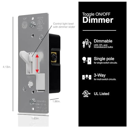 GE 18025 Dimmer, Toggle On/Off, White