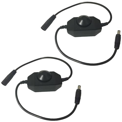 2pcs DC 12V-24V 3A LED Strip Dimmer Switch LED Tape Dimmer Controller PWM Rotary Dimmer 5.5mm x 2.1mm DC Jack for COB LED Strip SMD 5050 3528 2835 5630 LED Ribbon LED String Light, Black - color: Black(2pcs)