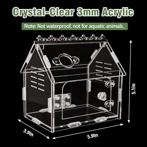 Magnetic Acrylic Spider Enclosure Kit - 5.9"x3.9"x5.1" Escape-Proof Terrarium for Jumping Spiders, Tarantulas & Mantis with Secure Magnetic Door & Ventilation - size: 5.9" x3.9 "x5.1"