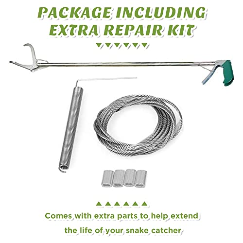 HOMEYA 52" Snake Tongs Grabber, Heavy Duty Snake Catcher Wide Jaw Handling Tool, Rattle Snake Catcher, Extra Long Snake Tongs, Snake Catcher with Lock&Non-Slip Grip Handle, Snake Tong Reptile Grabber - size: 52 Inch