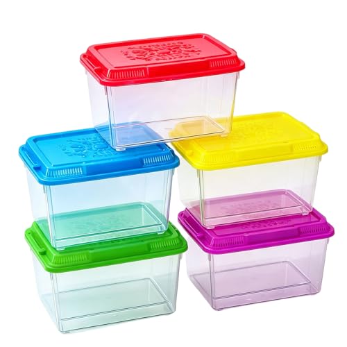 Portable Reptiles Keeper Tanks with Removable Lid and Feeding Port Enclosure Ventilated Design Clear Reptiless Habitat Portable Reptiless Breeding Box Geckoss Terrarium with Ventilation - size: 22x14x15cm