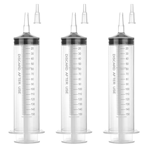 150 ml Large Syringe for Liquids, Syringe Without Needle, for Thick Liquids, 3 Pack Individually Wrapped - style: 150 mL