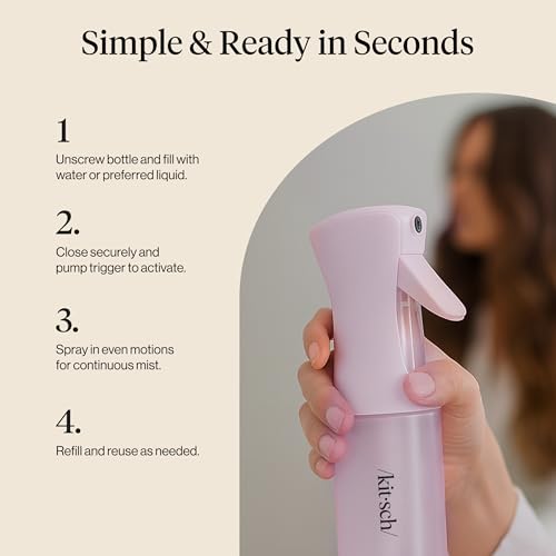 Kitsch Continuous Spray Bottle for Hair – Fine Mist Water Mister & Water Spray Bottle – Recycled Hair Spray Bottle – Spray Bottles for Cleaning, Styling, Plants & More – Sheer Violet, 150ml - color: Sheer Violet