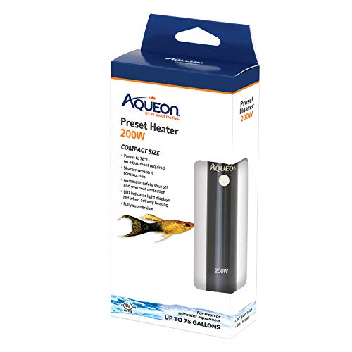 Aqueon Aquarium Fish Tank Preset Heater For Up To 75 Gallons, 200 Watts - size: 200 Watts