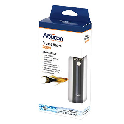 Aqueon Aquarium Fish Tank Preset Heater For Up To 75 Gallons, 200 Watts - size: 200 Watts