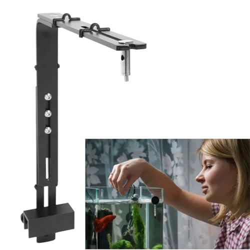Asixxsix Fish Drop Light Mount, Adjustable Metal Light Holder, Lamp Holder Fishtank Light Stand Aquarium Light Riser Lamp Bracket for Reptile Glass Terrarium Full Spectrum Drop Light - color: Black