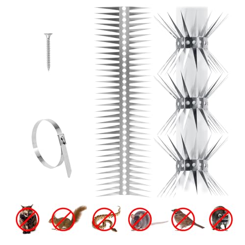 Bird Spikes - Stainless Steel Fence Spikes for Pigeons, Raccoons, Snakes - Deterrent Defender (250inch) - style: 250inch