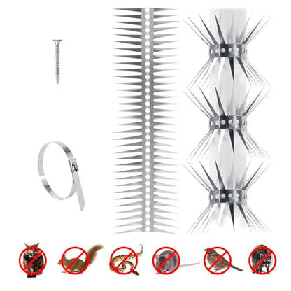 Bird Spikes - Stainless Steel Fence Spikes for Pigeons, Raccoons, Snakes - Deterrent Defender (250inch) - style: 250inch