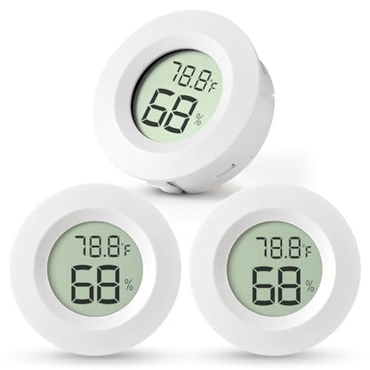 Atogou 3-Pack Mini Hygrometer & Thermometer, Indoor Outdoor Digital Humidity Meter Gauge Temperature, ℉/℃, for Home, Office, Reptile, Car, Greenhouse, Lab, Terrarium, Cellar.. A01 White - color: White 3-pack