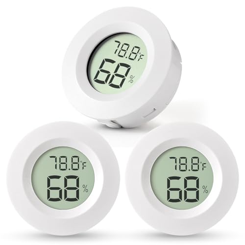 Atogou 3-Pack Mini Hygrometer & Thermometer, Indoor Outdoor Digital Humidity Meter Gauge Temperature, ℉/℃, for Home, Office, Reptile, Car, Greenhouse, Lab, Terrarium, Cellar.. A01 White - color: White 3-pack