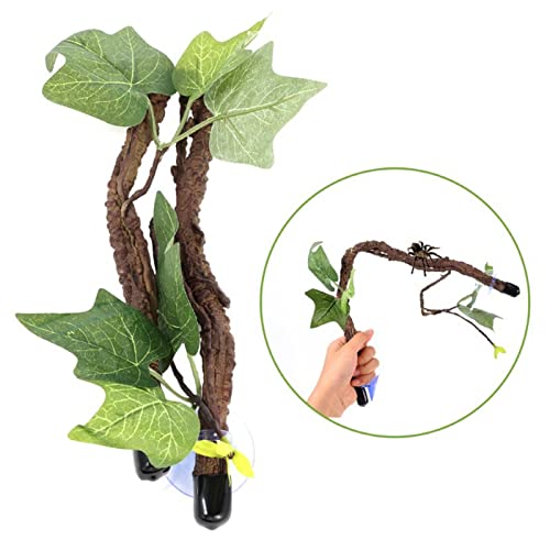 Tyenaza Reptile Corner Branch, Reptile Vines, Terrarium Plant Decoration with Suction Cups, for Amphibian Lizard Snake Climbing