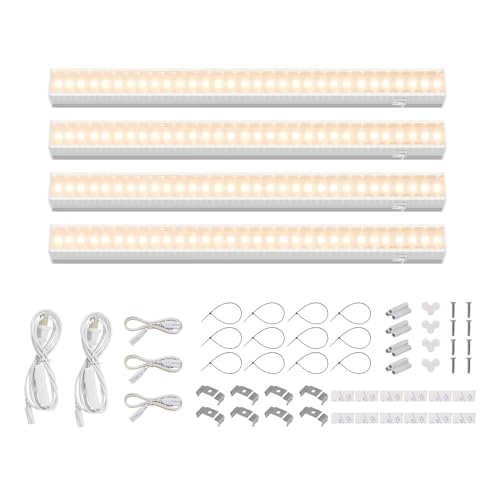 Barrina Grow Lights for Indoor Plants, Full Spectrum Sunlight, 1FT White Cover Plant Growing Lamp, LED Grow Light Bulbs, T5 Grow Light Strip, Plug and Play, Yellow, 4-Pack - color: Yellow, size: 1ft-white Cover