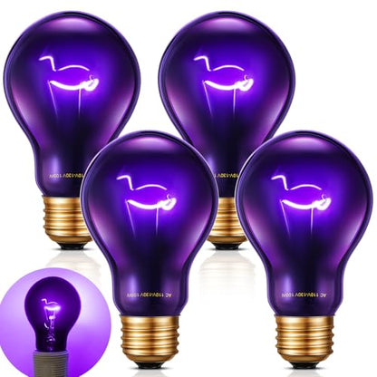 Retisee 4 Pack 50W Reptile Night Heat Lamp Simulate Moonlight Heat Bulb Purple Lamp Reptile Night Heat Bulb for Dragon Bearded Snake Lizard Turtle Chameleon Amphibians