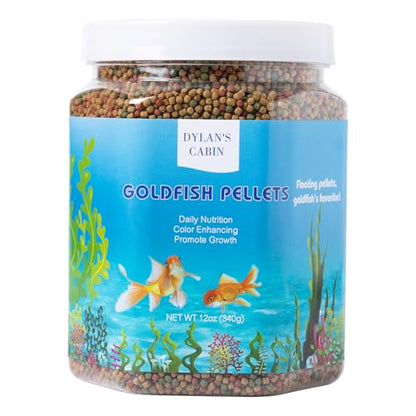 Dylan's cabin Floating Goldfish Food Pellets 12oz - Pond Fish Food Growth Formula with Krill Spirulina Color Enhancing for Goldfish & Koi, Keep Clean Water