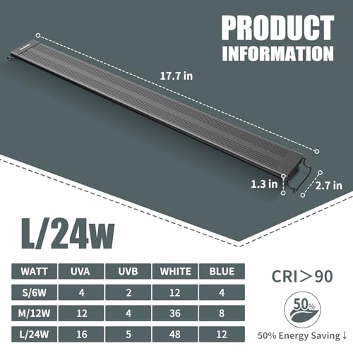 27-Inch LED UVA UVB Light for Reptiles with Controller, Full Spectrum UVA & UVB Reptile Light with Auto 24-Hour Cycle Timer & 10 Dimmable for Bearded Dragons, Turtles, Frogs, Snakes, Plants - size: 27 INCH