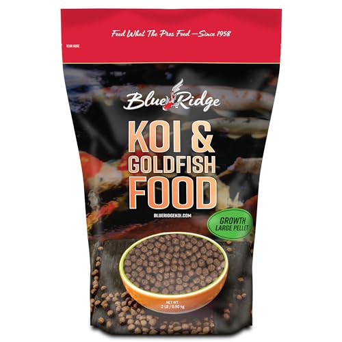 Blue Ridge Koi Fish Food 2lb - Koi Food Large 3/16" Growth Formula, Goldfish Food, Premium Fish Food for Ponds, Ponds Fish Food, Floating Pond Pellets - size: 2 Pound (Pack of 1)