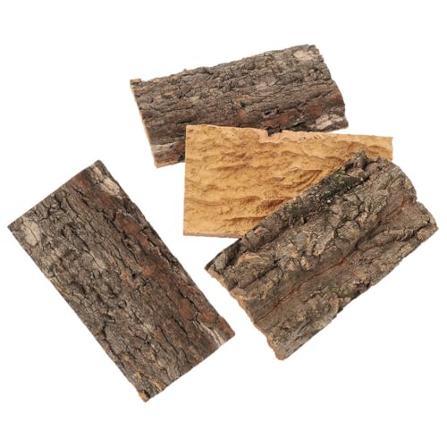 Kisangel Natural Cork Bark Aquarium Decor 4Pcs 7.87X4.13 Inch Terrarium Bark Background Reptile Tank Accessory for Climbing Habitat and Fish Tank Decoration