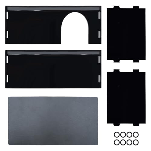 2-in-1 Bearded Dragon Basking Platform with Hideout, Slate Rocks for Reptiles with Black Acrylic Base, Leopard Gecko Hides and Caves, Reptile Tank Accessories for Geckos, Ball Pythons, Tortoise