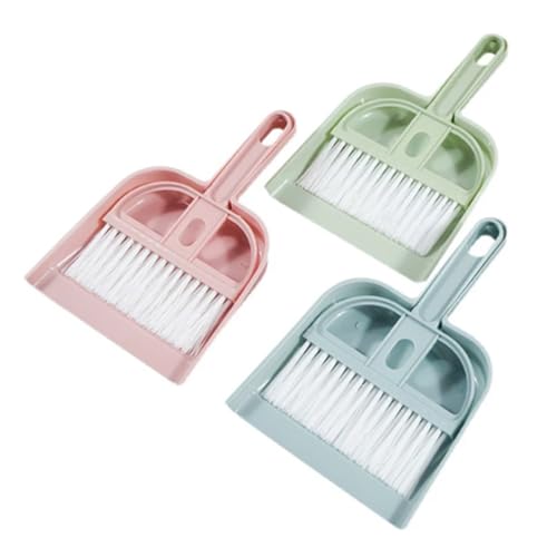 3Pack Mini Bearded Dragon Tank Cleaning Kit - Small Dustpan and Soft Brush Set for Reptile Terrarium, Pet Cage Debris Removal (Mix) - color: mix