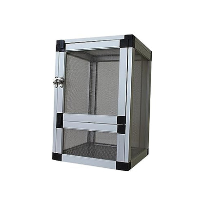 Reptiles Habitat Breeding Box Reptile Tank Portable Reptile Cage Air Screen Cages for Transport Small Animal Hamsters Crickets Gerbils, Silver - color: Silver