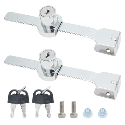 2 Pack Sliding Glass Door Lock Showcase Display Case Lock, Ratchet Lock Reptile Cage Lock and Key, Vivarium Lock for Drawer Cabinet, Fit Thickness 0.08-0.31 Inch / 2-8mm, Keyed Alike - size: 5.63 inch / 143mm