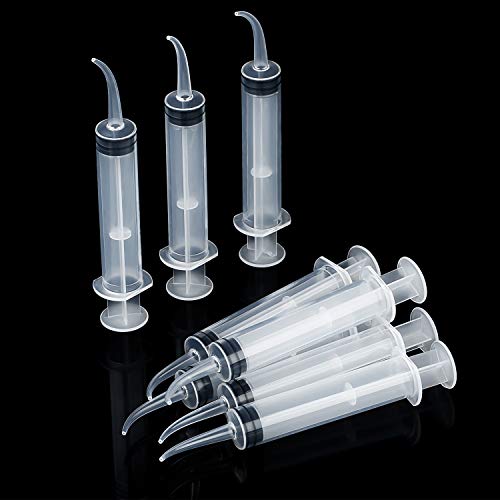 8 Pack Disposable 12cc Dental Syringe Dental Irrigation Syringe with Curved Tip, Tonsil Stone Squirt Mouthwash Cleaner (No Measurement) - style: No Measurement