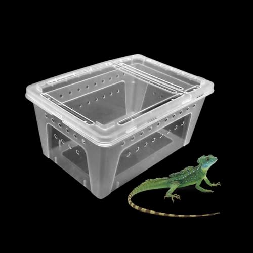 Reptile Terrarium Cage Breeding Box Animal Habitat Tank Container Acrylic Enclosure PP Material Double Opening Stackable Thickened Design Suitable, Clear - color: Clear