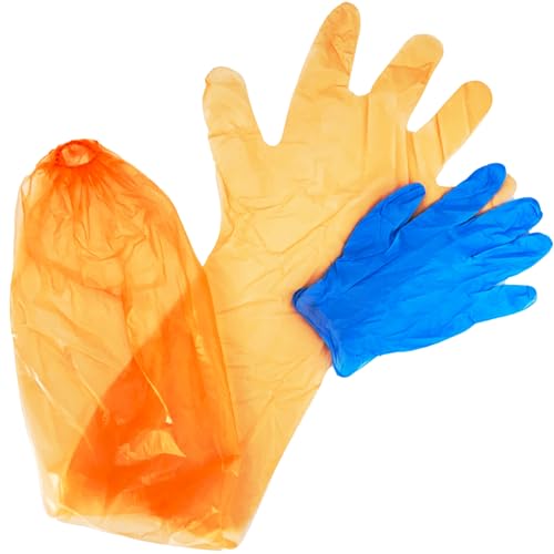 Klarny Outdoors Animal Handling Gloves - Single Use Disposable Field Dressing Glove | Veterinary Elastic Nitrile Shoulder Length Deer & Elk Hunting Gloves