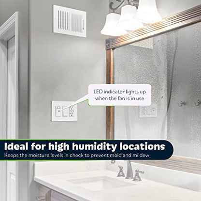TOPGREENER Humidity Sensor and Fan Control Switch, Ventilation Fan Humidity Sensor Switch, Neutral Wire Required, TDHS5, 2-Pack (Wall Plate Included) - color: White