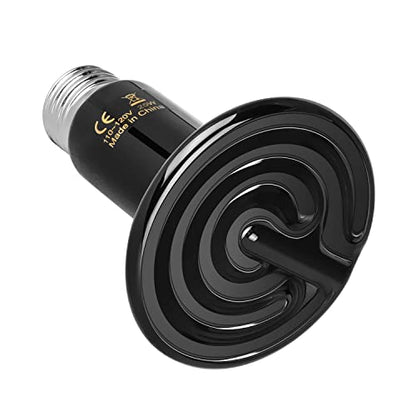 Simple Deluxe 25W Ceramic Heat Emitter Reptile Heat Lamp Bulb No Light Emitting Brooder Coop Heater for Amphibian Pet & Incubating Chicken, Black, 1-Pack - size: 25 Watts, style: D-75mm-1 Pcs