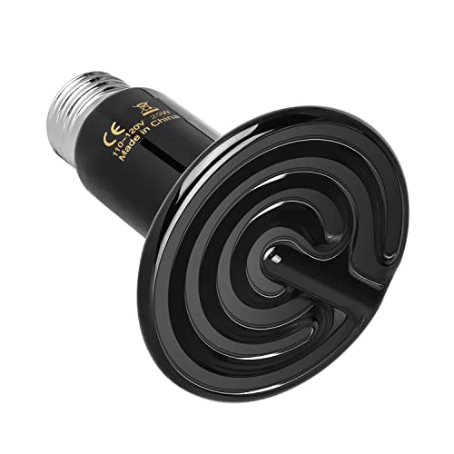 Simple Deluxe 25W Ceramic Heat Emitter Reptile Heat Lamp Bulb No Light Emitting Brooder Coop Heater for Amphibian Pet & Incubating Chicken, Black, 1-Pack - size: 25 Watts, style: D-75mm-1 Pcs