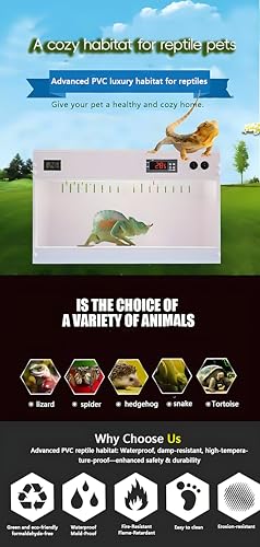 60 * 40CM Smart Dual Thermostat Reptile Terrarium, Acrylic Sliding Door Reptile Enclosure with Ceramic Lamp Socket for Heating Light Control, Ideal Breeding Habitat with Safe Heating System - size: 60*40*40CM / 23.6*15.7*15.7 IN
