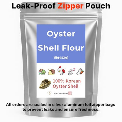 | Oyster Shell Flour 1lb – Finely Ground Calcium Material for Chickens, Ducks, Birds, Reptiles, Amphibians, and More – Crushed Oyster Shell Alternative | 굴껍질가루 (1lb)