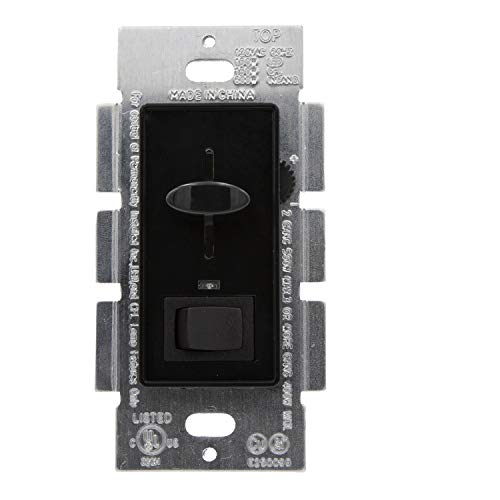 Maxxima Dimmer Light Switch, Black, Blue Indicator Light 3-Way/Single Pole | LED Compatible, 600 Watt Max, Wall Plate Included, Dimmable Lamp and Lighting Control - color: Black, size: Single Pack