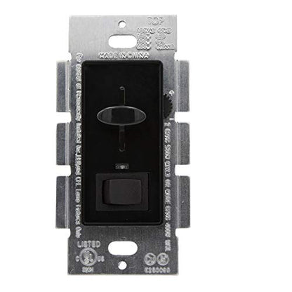 Maxxima Dimmer Light Switch, Black, Blue Indicator Light 3-Way/Single Pole | LED Compatible, 600 Watt Max, Wall Plate Included, Dimmable Lamp and Lighting Control - color: Black, size: Single Pack