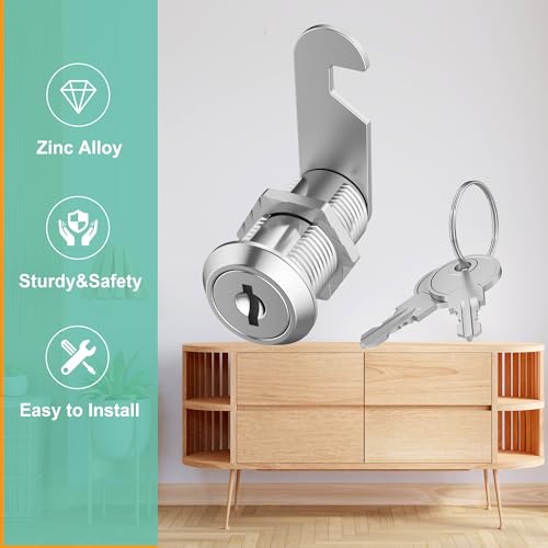 8 Pack Cabinet Locks, 1-1/8" Cam Lock Keyed Alike, Mailbox Lock Secure Drawer Mailbox Tool Box RV Storage Door, Zinc Alloy - size: 8 Pack 1-1/8 Inch Silver
