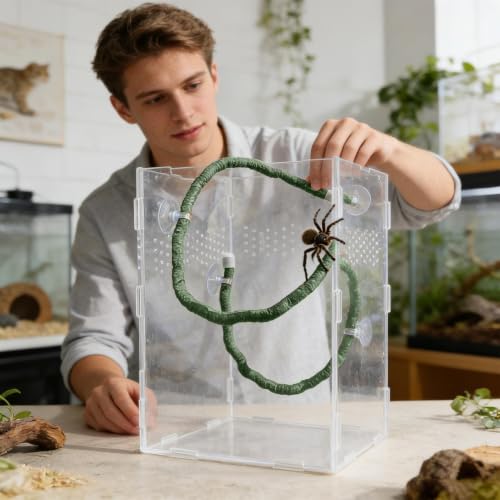Reptile Climbing Vine - Flexible Terrarium Decor | Flexible Artificial with Suction Cups, Perfect for Bearded Dragons, Geckos and Lizards, Improves Tank Habitat