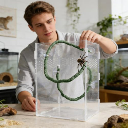 Reptile Climbing Vine - Flexible Terrarium Decor | Flexible Artificial with Suction Cups, Perfect for Bearded Dragons, Geckos and Lizards, Improves Tank Habitat