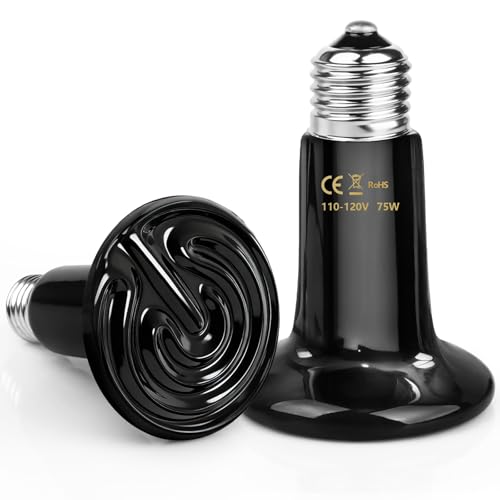 75W Ceramic Heat Emitter Reptile Heat Bulb E26 Base Heat Lamp Bulbs No Light Heat Lamp for Amphibian Pet Brooder Coop Lizard Turtle Snake Terrarium - style: 75 Watts