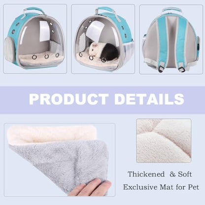Portable Small Animal Backpack Travel Breathable Pet Carrier Bag Cages for Guinea Pig, Rabbit, Bearded Dragon, Squirrel, Tortoise, Bird, Lizard, Sugar Glider - color: Green