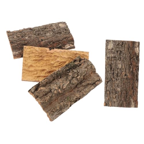 ORFOFE 4Pcs Natural Cork Bark for Reptile Tanks Terrarium Decor for Bearded Dragons Lizards and Aquatic Enclosures Enhances Habitat Aesthetics and Health